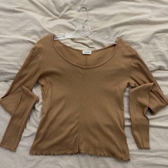 American Vintage Ketown Long Sleeve Knit Tee in Praline - Picture 3 of 5